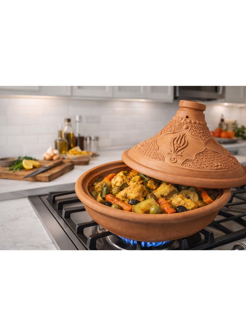 AVANOS traditional Clay Tajine Pot Natural Unpainted and Lead Free Clay - Image 4